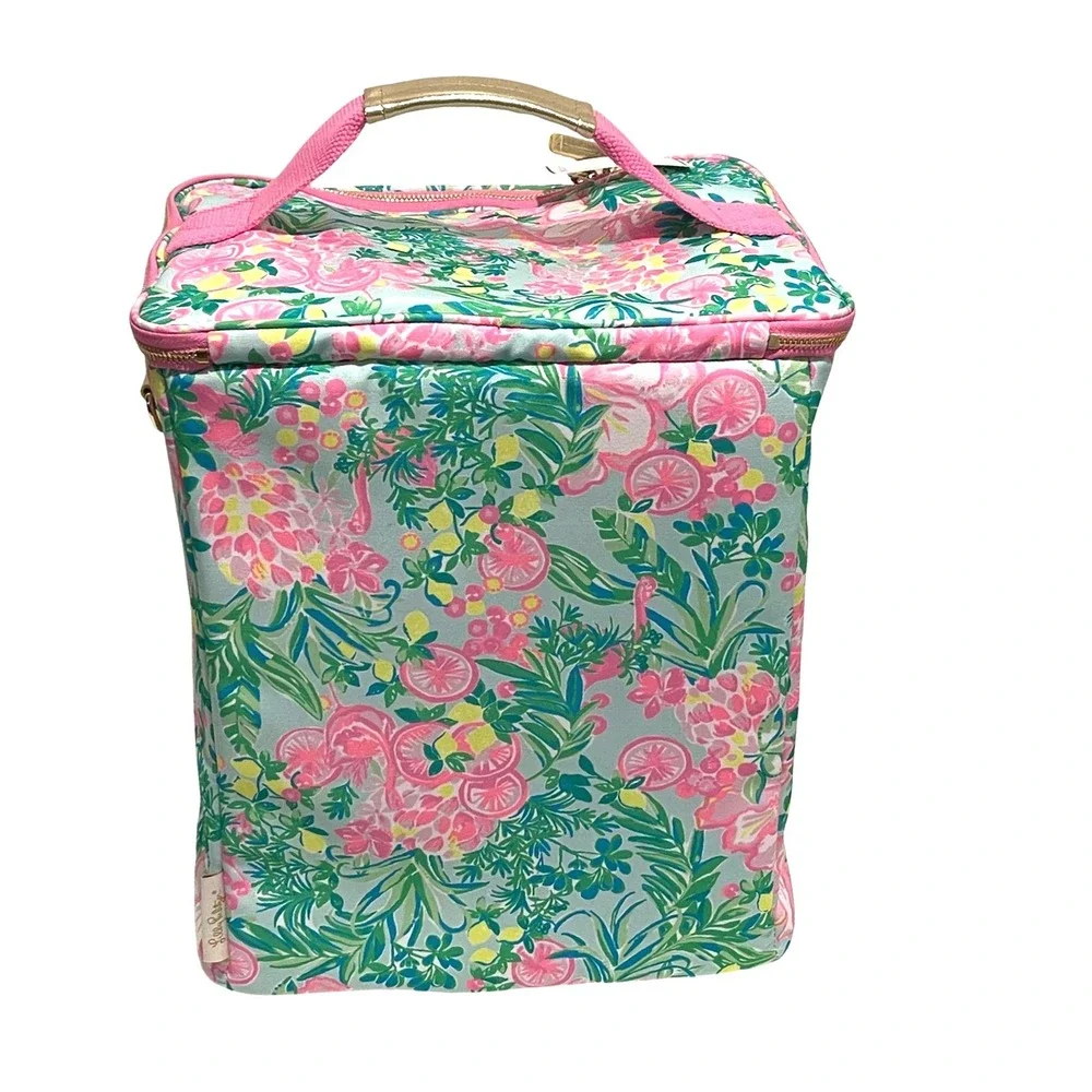 Lilly‎ Pulitzer Insulated Food/Wine Carrier Cooler Fruity Flamingo Pink/Aqua NWT